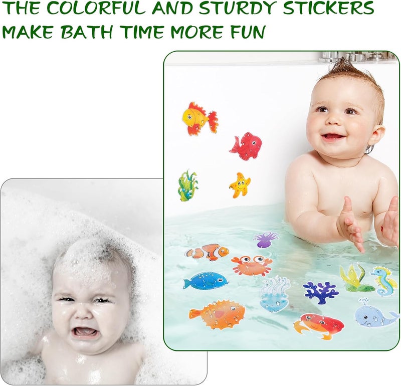 Giftormous Bathtub Non-Slip Stickers for Shower - 20 PCS Large Anti-Slip Cute Sea Creature Stickers with Scraper for Kids Bath Tub and Slippery Shower Floor, Perfect Bathroom Decor - Image 3