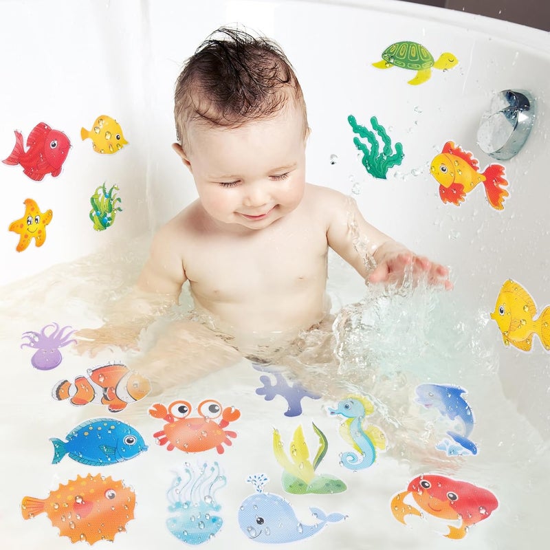 Giftormous Bathtub Non-Slip Stickers for Shower - 20 PCS Large Anti-Slip Cute Sea Creature Stickers with Scraper for Kids Bath Tub and Slippery Shower Floor, Perfect Bathroom Decor - Image 2
