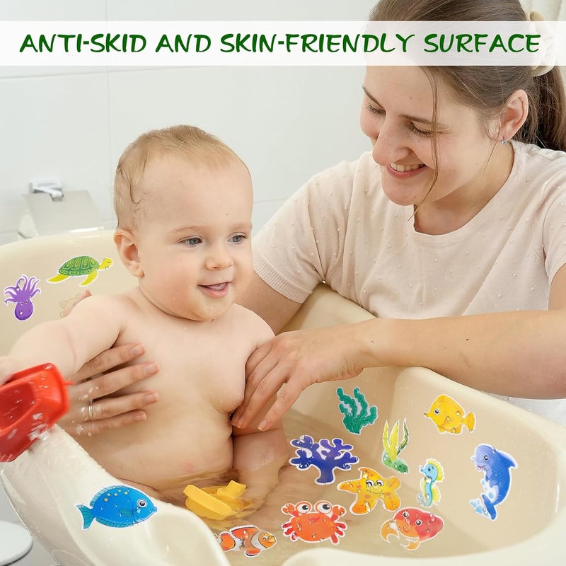 Giftormous Bathtub Non-Slip Stickers for Shower - 20 PCS Large Anti-Slip Cute Sea Creature Stickers with Scraper for Kids Bath Tub and Slippery Shower Floor, Perfect Bathroom Decor - Image 5