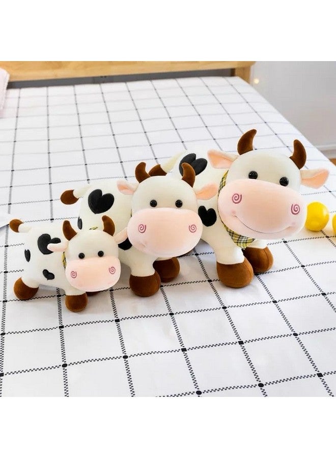 Tinytotem Milky Moo Cow Plush Soft Toy Stuffed Cartoon Pet Kawai Animal Plushie Cattle Toys Doll Birthday Gifts for Friends Kids Girls Decorative Toy White 28cm - Image 2