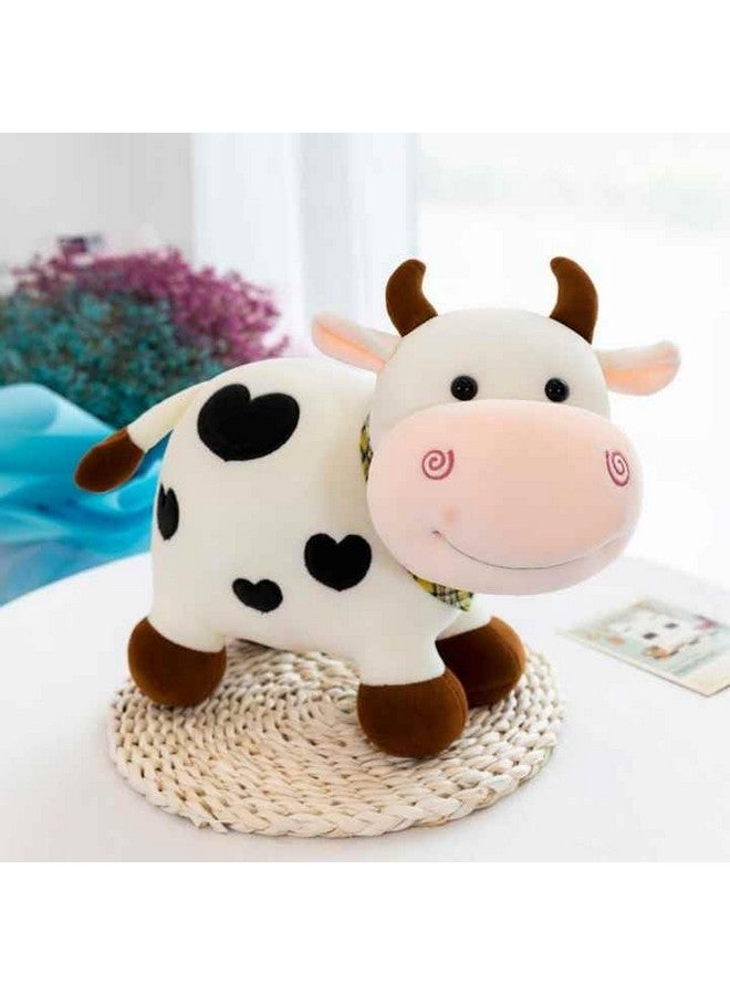 Tinytotem Milky Moo Cow Plush Soft Toy Stuffed Cartoon Pet Kawai Animal Plushie Cattle Toys Doll Birthday Gifts for Friends Kids Girls Decorative Toy White 28cm - Image 1