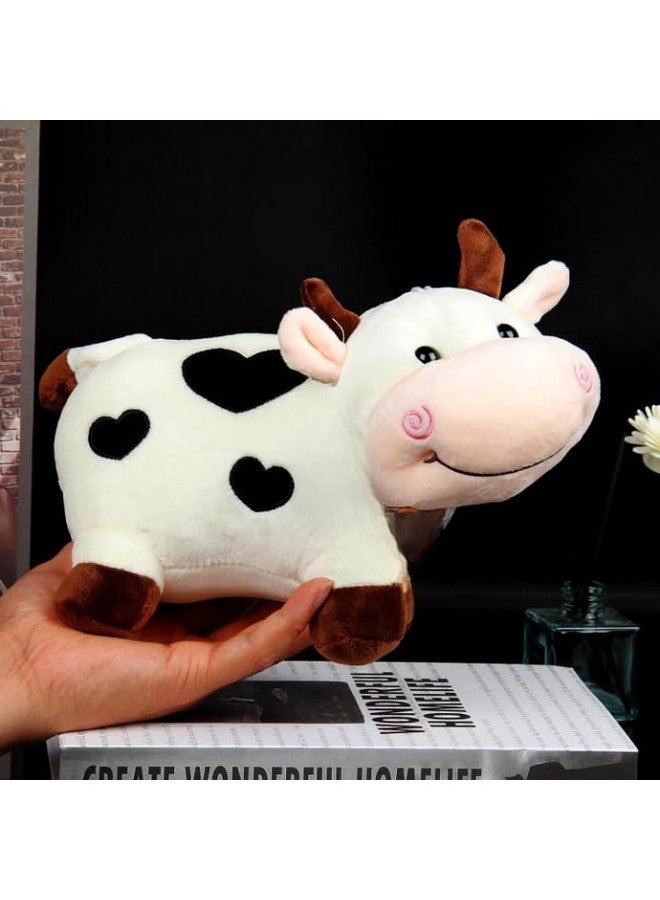 Tinytotem Milky Moo Cow Plush Soft Toy Stuffed Cartoon Pet Kawai Animal Plushie Cattle Toys Doll Birthday Gifts for Friends Kids Girls Decorative Toy White 28cm - Image 4