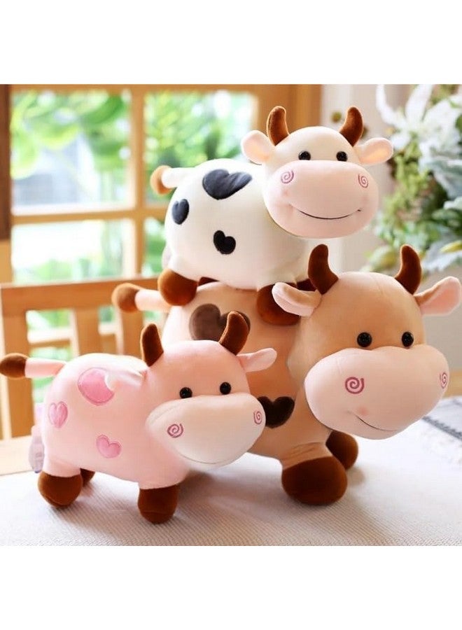 Tinytotem Milky Moo Cow Plush Soft Toy Stuffed Cartoon Pet Kawai Animal Plushie Cattle Toys Doll Birthday Gifts for Friends Kids Girls Decorative Toy White 28cm - Image 5