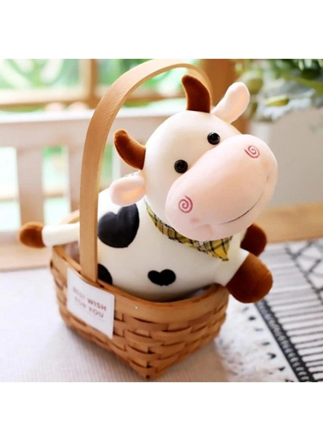 Tinytotem Milky Moo Cow Plush Soft Toy Stuffed Cartoon Pet Kawai Animal Plushie Cattle Toys Doll Birthday Gifts for Friends Kids Girls Decorative Toy White 28cm - Image 3