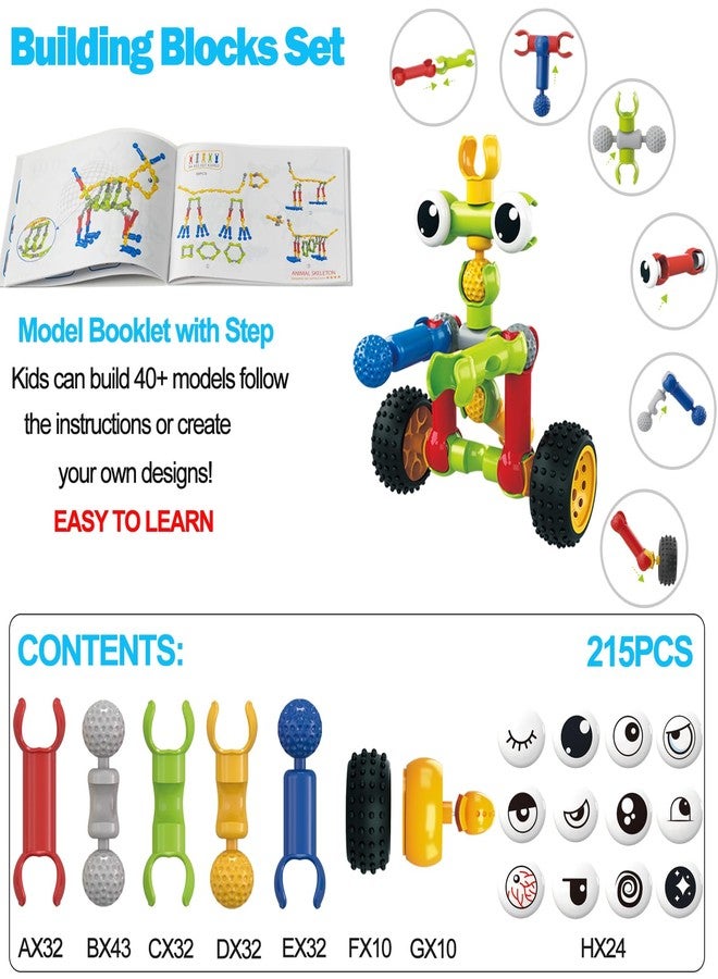 Afomida 215 PCS Creative Building Blocks Playset Toy - Featuring Storage, Includes Dinosaur, Robot, Car, Spider, Dog Figure, Learning Toy for Kids, Birthdays Gift for Kids, Boys and Girls Ages 4-7, 8+ - Image 2