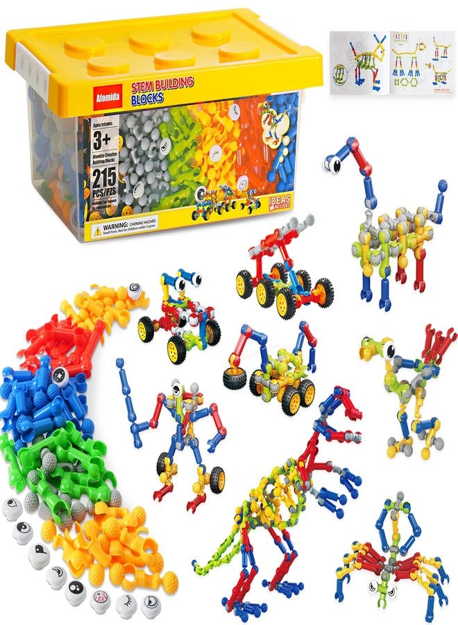 Afomida 215 PCS Creative Building Blocks Playset Toy - Featuring Storage, Includes Dinosaur, Robot, Car, Spider, Dog Figure, Learning Toy for Kids, Birthdays Gift for Kids, Boys and Girls Ages 4-7, 8+ - Image 1