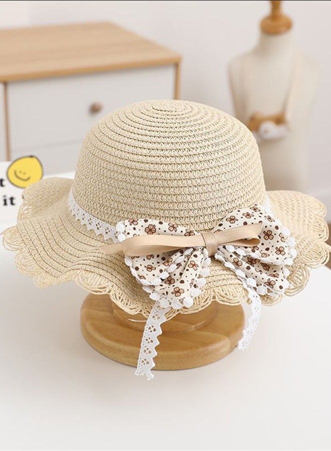 DUNISO 2 Pieces of Sun Hat With Shoulder Bag Set, wide brimmed sun hat, sun protection hat, girls' summer hat bag set, suitable for beach, party, travel, suitable for girls and children - Image 4
