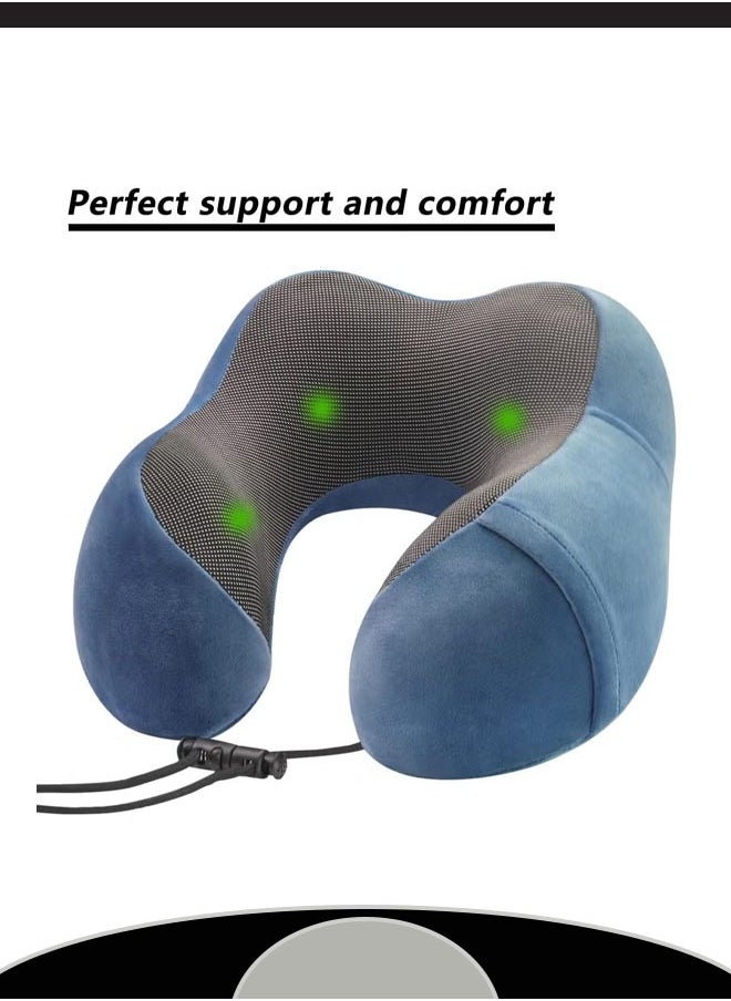 Generic - U Shaped Pillow Removable Washable Memory Foam Multi Functional with Hoodie Lock Closure Hidden Zipper Travel Comfort Support Unique Design Ideal for Airplane Car Office Home Sleep（Blue） - Image 1