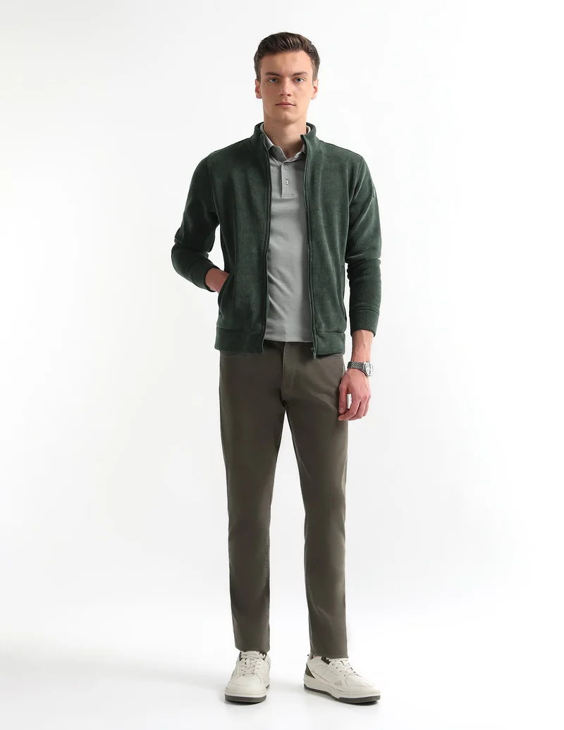 Arrow Dark Green Solid High Neck Sweatshirt for Men | Best Price UAE