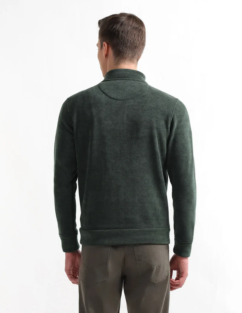 Arrow Dark Green Solid High Neck Sweatshirt for Men | Best Price UAE