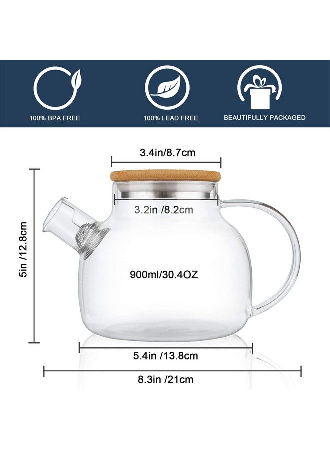 CnGlass Glass Teapot Stovetop Safe30.4Oz Clear Teapots With Removable Filter Spoutteapot For Loose Leaf And Blooming Tea  - Image 3