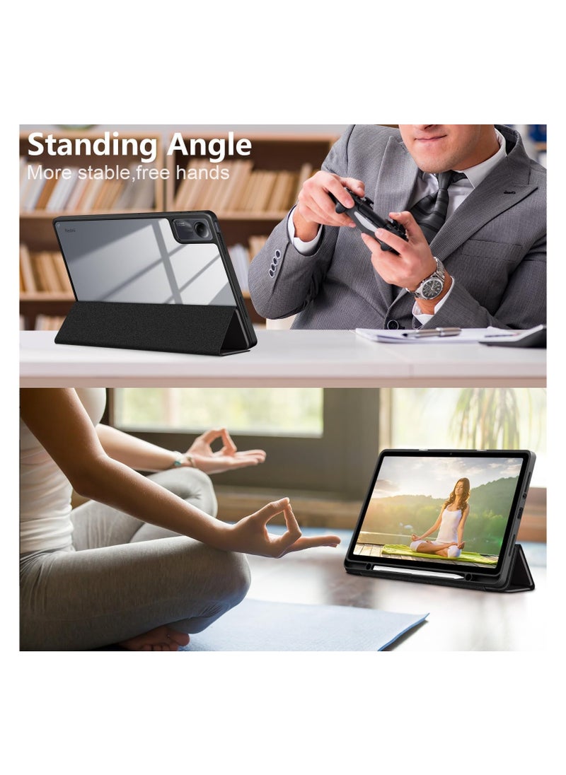 EVO Case for Xiaomi Redmi Pad SE 11 2023, Ultra Thin Soft TPU Smart Cover with Auto Sleep Wake, Clear Acrylic Anti-Scratch Case for Xiaomi Redmi Pad SE-Black  - Image 2