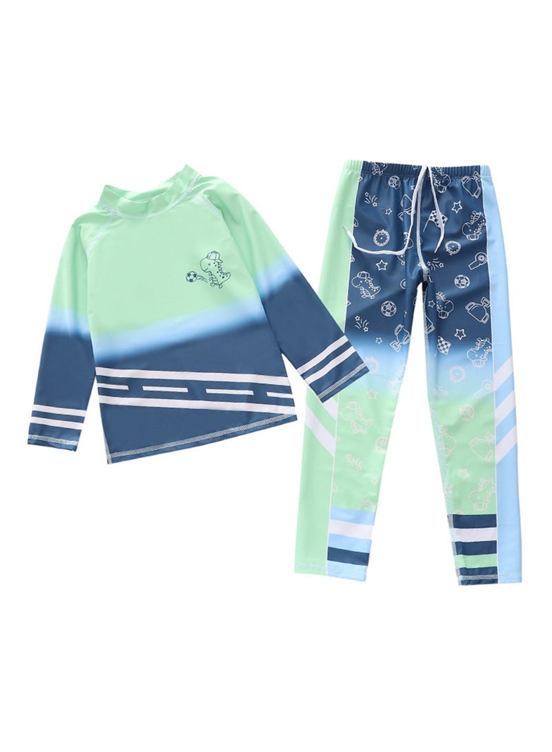 2pcs children's swimsuit boys one piece long sleeve long pants surfing swimsuit swimsuit - Image 1