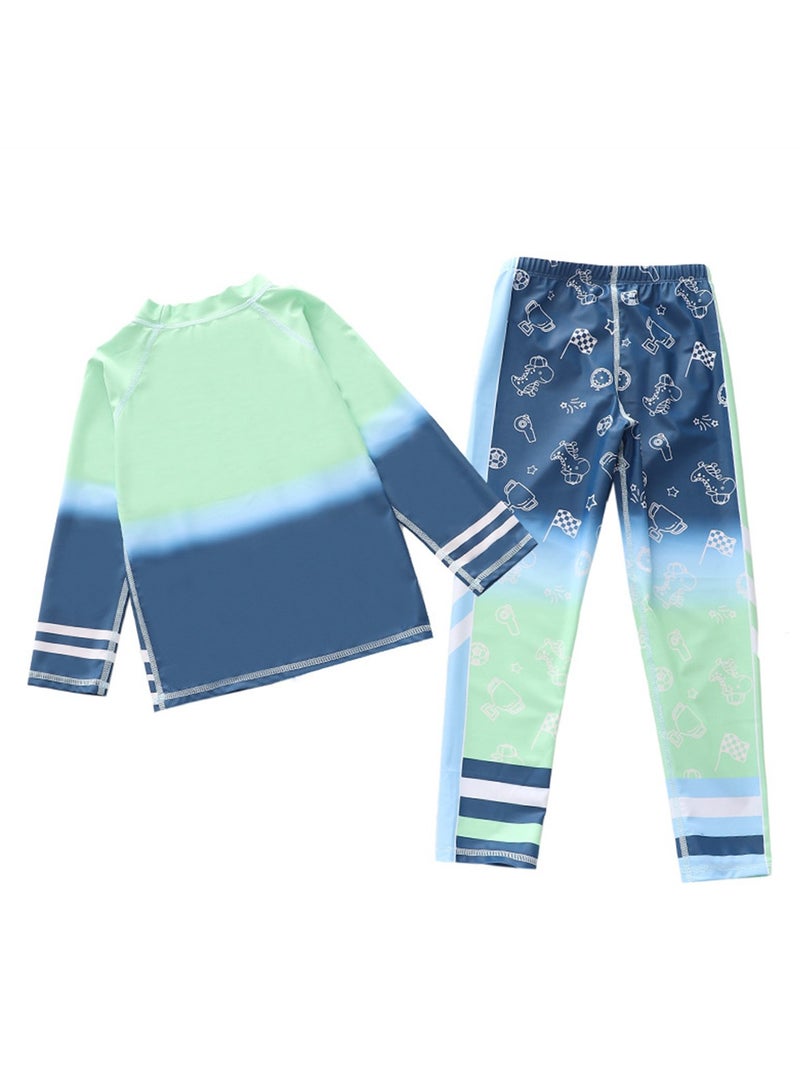 2pcs children's swimsuit boys one piece long sleeve long pants surfing swimsuit swimsuit - Image 2