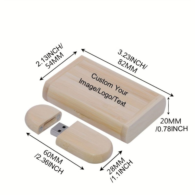 خصص شعار صورتك على محرك أقراص USB 2.0 خشبي من خشب الفاصوليا الحمراء بسعة 4 جيجابايت مع صندوق مخصص للتصوير الفوتوغرافي، الاسم، الزفاف، التخرج، هدية للشركات. - Image 1