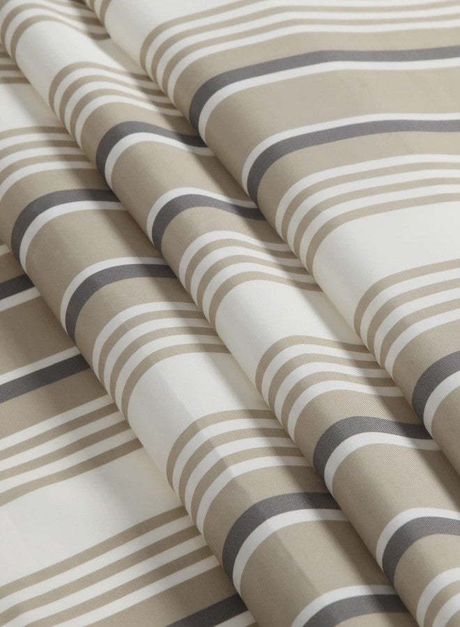 MVSUTA Greenville Taupe Striped Farmhouse Polyester Fabric Black Classic Shower Curtain,Khaki Waterproof Chic Vintage Bathroom Curtains,72" W x 72" L - Image 3