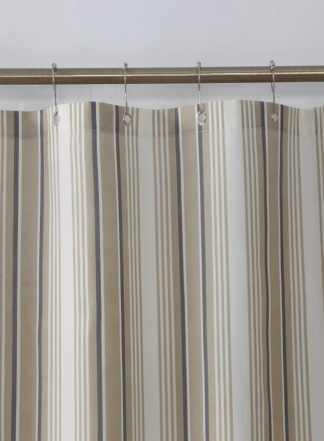 MVSUTA Greenville Taupe Striped Farmhouse Polyester Fabric Black Classic Shower Curtain,Khaki Waterproof Chic Vintage Bathroom Curtains,72" W x 72" L - Image 5