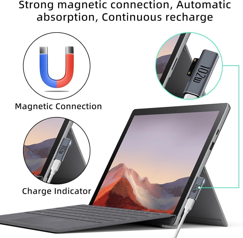 WISTAR Surface Pro Charging Adapter, USB C Female to Surface Magnetic Charging Adapter, Requires 45W/65W/100W/102W USB-C Charger for Microsoft Surface Laptop/Tablet [Output is only 45W 15V 3A - Image 4