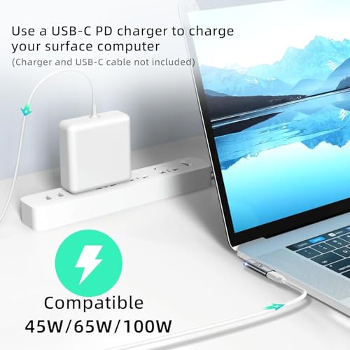 WISTAR Surface Pro Charging Adapter, USB C Female to Surface Magnetic Charging Adapter, Requires 45W/65W/100W/102W USB-C Charger for Microsoft Surface Laptop/Tablet [Output is only 45W 15V 3A - Image 3