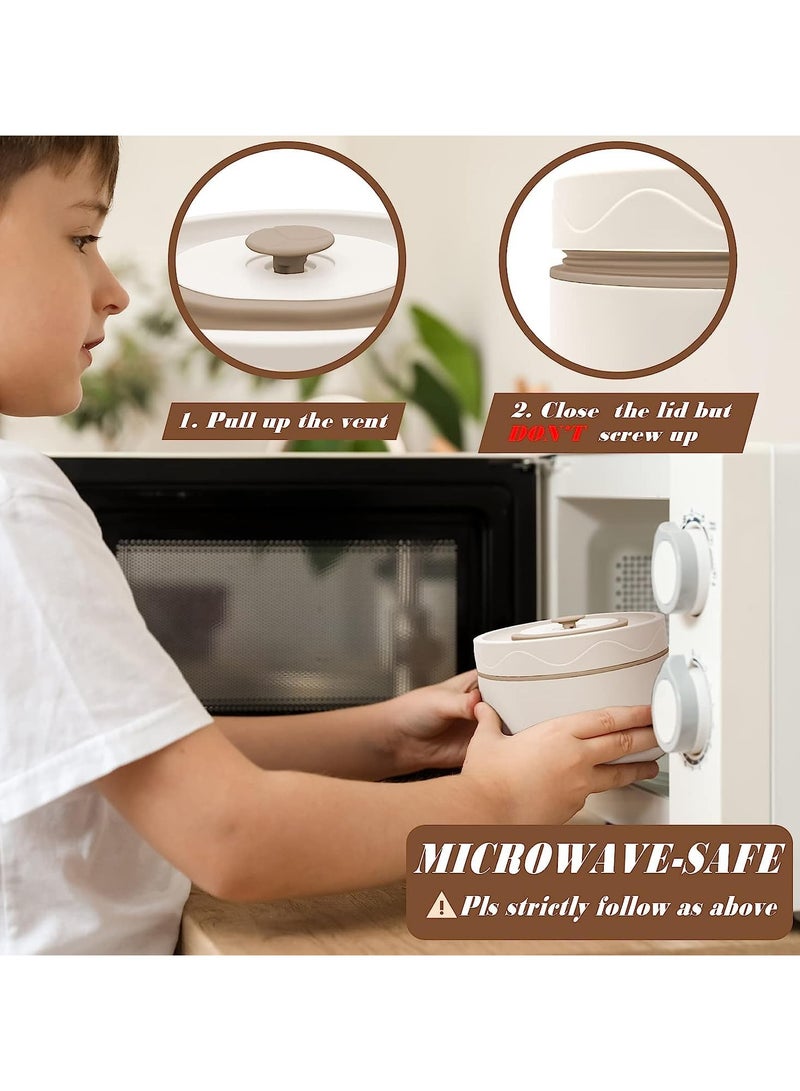 شو وو مجموعة صندوق غداء بينتو حراري من الفولاذ المقاوم للصدأ مانعة للتسرب، مجموعة حاوية غداء من الفولاذ المقاوم للصدأ معزولة محمولة مع حقيبة (2 قطعة 420 مل + 1 قطعة 550 مل + 1 سطل غداء) - Image 3