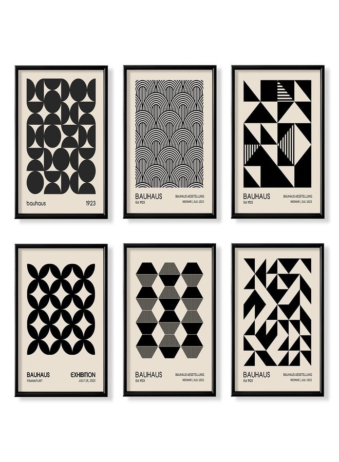 YUMKNOW Black and White Bauhaus Abstract Geometric Wall Art - Mid Century Modern Minimalist Poster - 8x10 Art Deco Museum Boho Art Gift for He - Aesthetic Retro Artwork Set 6 Small Print for Bedroom Bathroom - Image 1