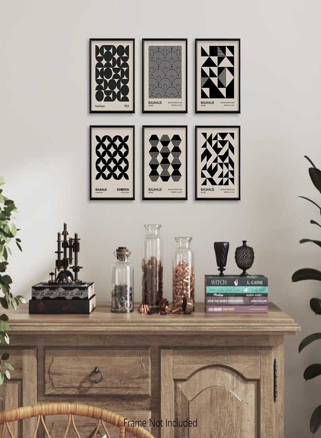 YUMKNOW Black and White Bauhaus Abstract Geometric Wall Art - Mid Century Modern Minimalist Poster - 8x10 Art Deco Museum Boho Art Gift for He - Aesthetic Retro Artwork Set 6 Small Print for Bedroom Bathroom - Image 3