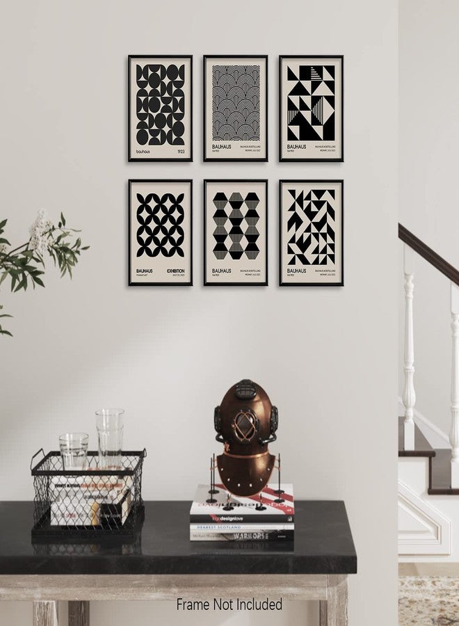 YUMKNOW Black and White Bauhaus Abstract Geometric Wall Art - Mid Century Modern Minimalist Poster - 8x10 Art Deco Museum Boho Art Gift for He - Aesthetic Retro Artwork Set 6 Small Print for Bedroom Bathroom - Image 4