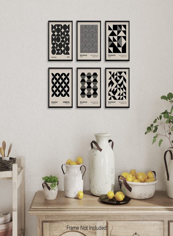 YUMKNOW Black and White Bauhaus Abstract Geometric Wall Art - Mid Century Modern Minimalist Poster - 8x10 Art Deco Museum Boho Art Gift for He - Aesthetic Retro Artwork Set 6 Small Print for Bedroom Bathroom - Image 5