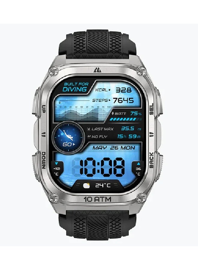 KOSPET ساعة TANK M4 الذكية، شاشة AMOLED مقاس 1.96 بوصة - فضية - Image 1