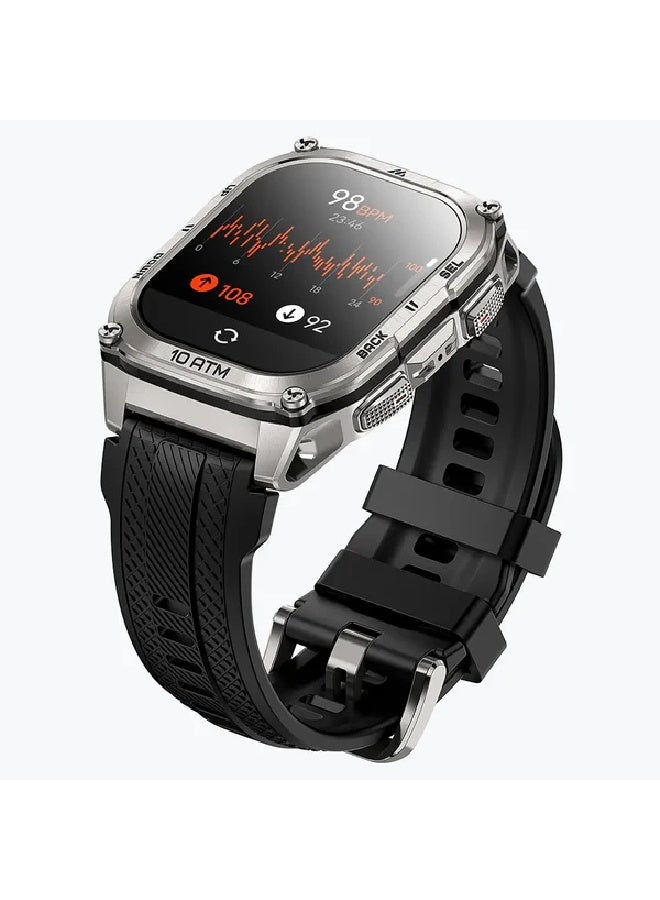 KOSPET ساعة TANK M4 الذكية، شاشة AMOLED مقاس 1.96 بوصة - فضية - Image 4
