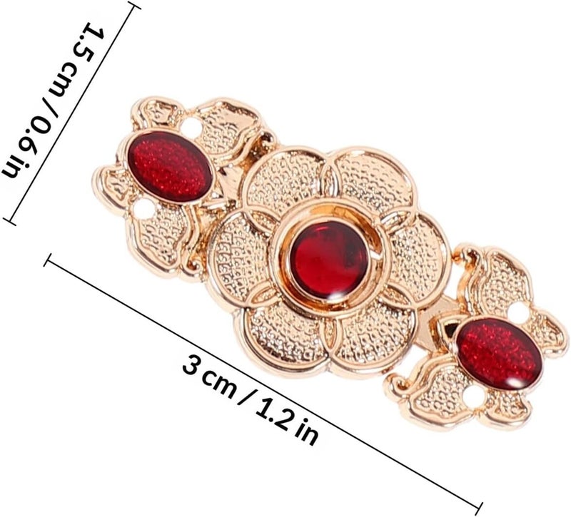 JEWEDECO 6pcs Metal Cape Cloak Clips Cheongsam Buckle Flower Zinc Alloy Fasteners DIY Button Accessories with Light Gold Red Dark Black Soft Pink 3cm×1.5cm for Sewing and Craft Projects - Image 2