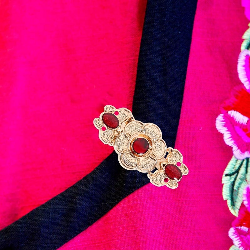 JEWEDECO 6pcs Metal Cape Cloak Clips Cheongsam Buckle Flower Zinc Alloy Fasteners DIY Button Accessories with Light Gold Red Dark Black Soft Pink 3cm×1.5cm for Sewing and Craft Projects - Image 4
