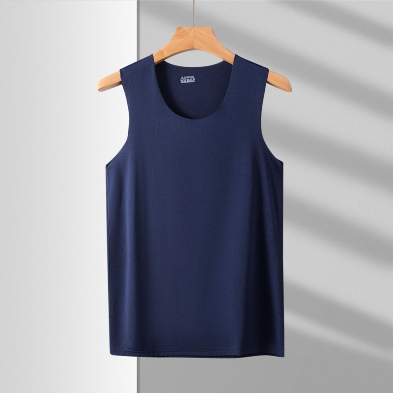 general Men's Ice Silk V-Neck Vest Sleeveless Body Sculpting Fit Summer Slim - Image 1