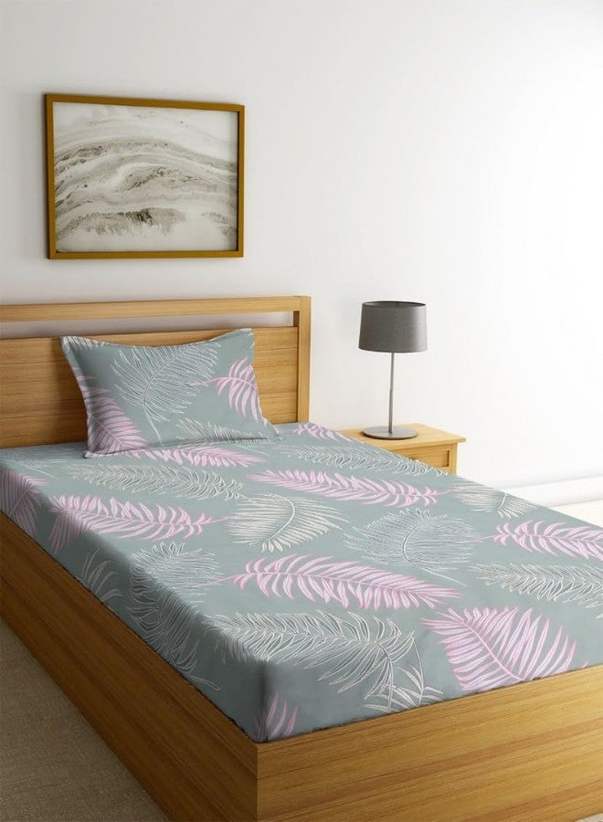 Sleep Home Microfiber Single Bedsheet for Single Bed|Hypo-Allergenic Floral Design Bed Spread|Wrinkle Free Bedsheets/Bedcover|1 Pillow Covers Included(60X90 Inches|),144 TC - Image 1