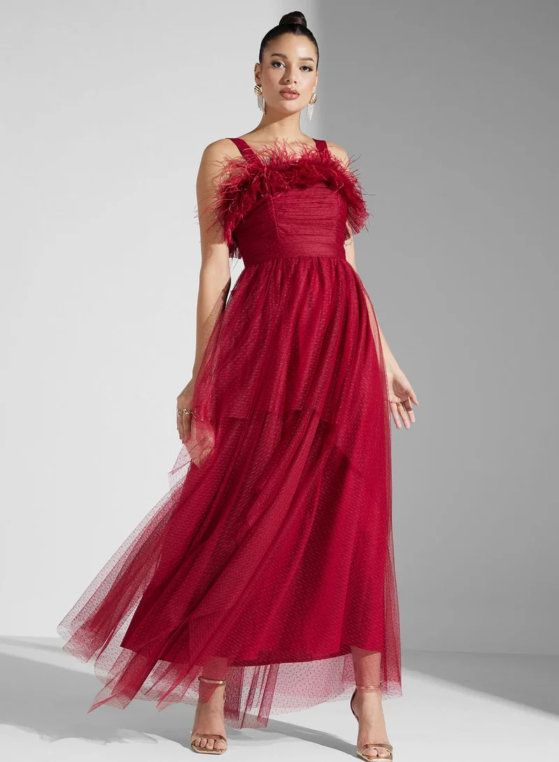 Iyra Feather Trimmed Dress