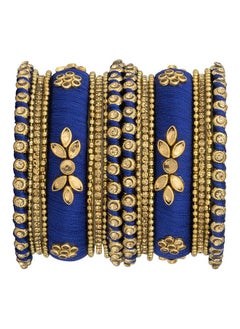 PEORA Peora Women's Silk Thread Fabric and Stone Studded Kundan/Chura/Chuda Bangle Set Navratri Gift for Women Girls (Blue, Size -2.6 inch)  - Image 2