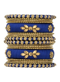 PEORA Peora Women's Silk Thread Fabric and Stone Studded Kundan/Chura/Chuda Bangle Set Navratri Gift for Women Girls (Blue, Size -2.6 inch)  - Image 1