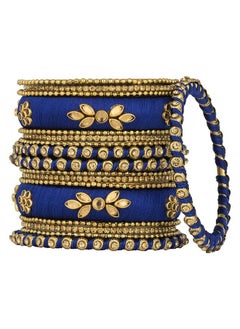 PEORA Peora Women's Silk Thread Fabric and Stone Studded Kundan/Chura/Chuda Bangle Set Navratri Gift for Women Girls (Blue, Size -2.6 inch)  - Image 3