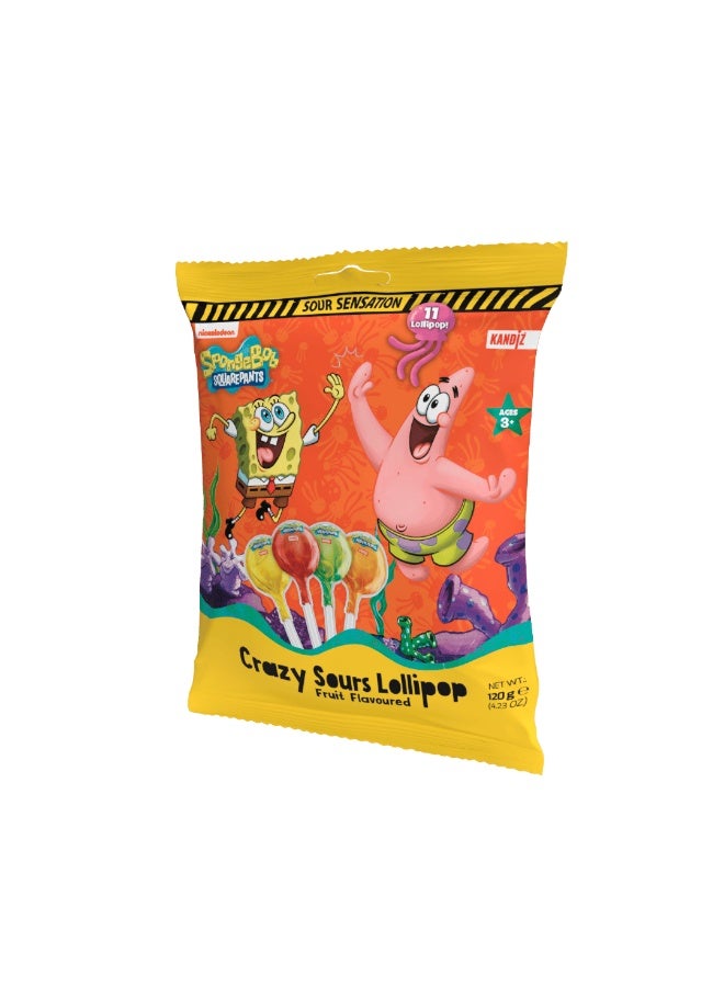 FRUIT FLAVOURED SOUR LOLLIPOP (SPONGEBOB) 1x24x120g