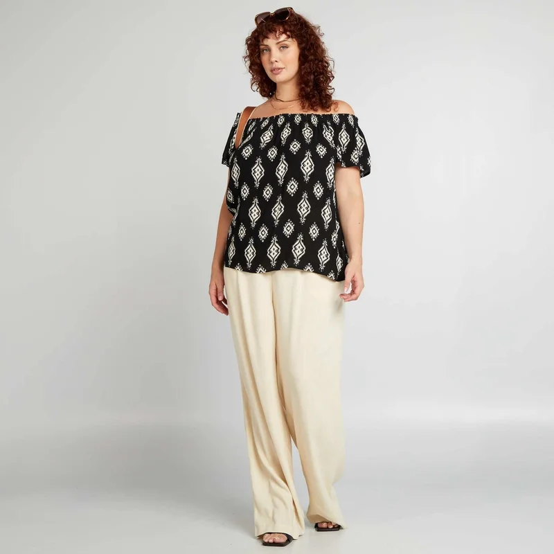 Kiabi Fancy Blouse With Bardot Neckline Black