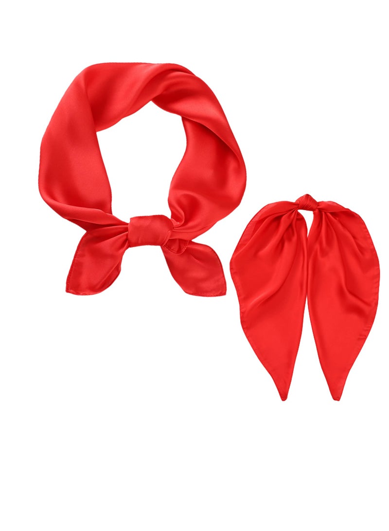Soft Red Bandana, Lightweight Silky Neckerchief, 70 x 70 cm, Red - Image 1