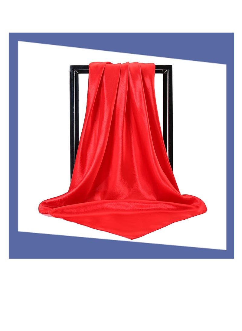 Soft Red Bandana, Lightweight Silky Neckerchief, 70 x 70 cm, Red - Image 4