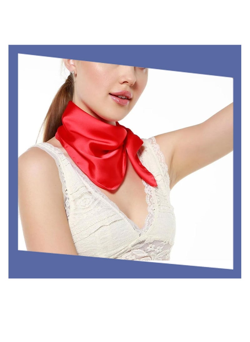Soft Red Bandana, Lightweight Silky Neckerchief, 70 x 70 cm, Red - Image 5