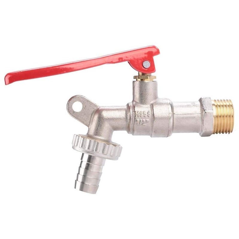 BATH GURU 1/2 Inch Brass Alloy Mini Washing Machine Tap Nozzle Bib Cock Tap with Lock System for Bathroom Garden Car Bike Washing Area Pack of 1 - Image 2