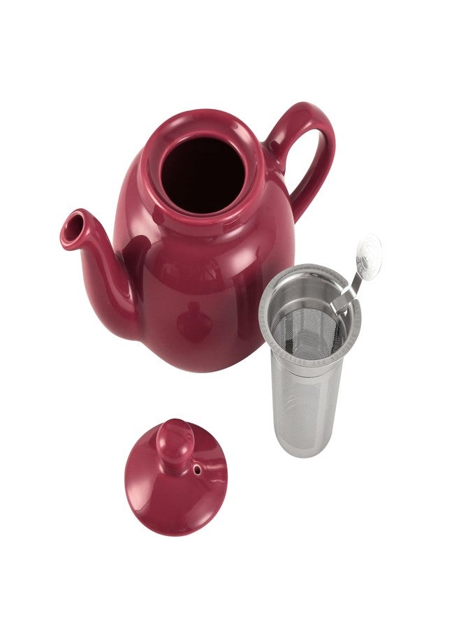 London Pottery Farmhouse Teapot with Infuser, Ceramic, Carmine, 2 Cup (600 ml) [Parallel Imported Product] - Image 4