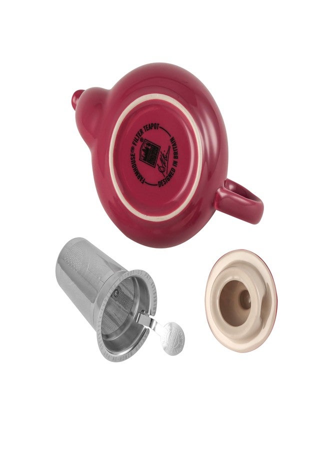 London Pottery Farmhouse Teapot with Infuser, Ceramic, Carmine, 2 Cup (600 ml) [Parallel Imported Product] - Image 3