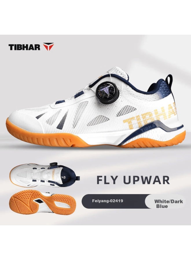 Tibhar Table Tennis Shoes Uni Non-slip Breathable Summer Training Compeion Sports Sneakers 02419 White Navy Blue Size 40 - Image 2
