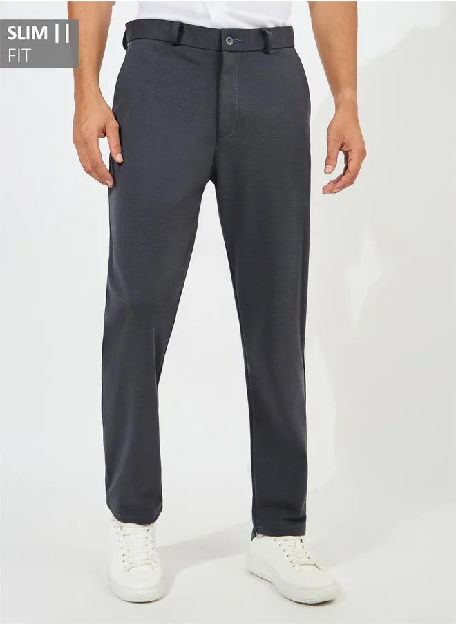 Styli Solid Slim Fit Knit Pants