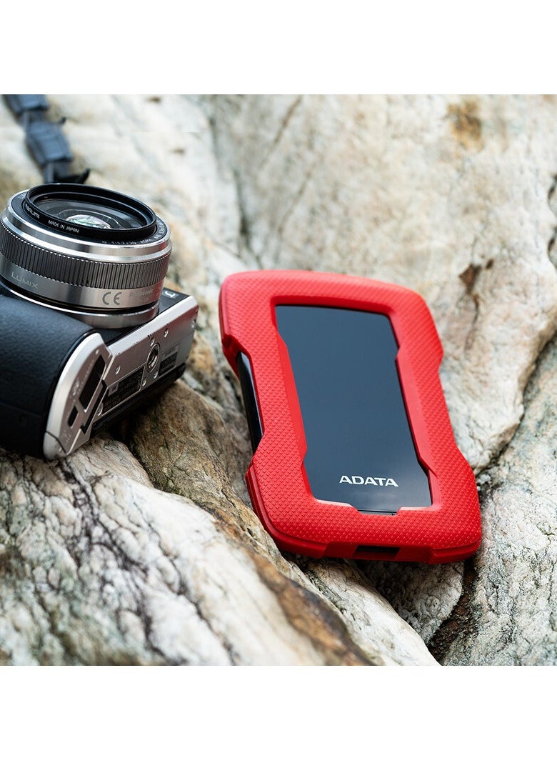 ADATA أADATA HD330 1TB USB 3.0، قرص صلب خارجي عالي السرعة وممتص للصدمات، قرص صلب محمول مقاوم للماء نحيف جداً، (1TB أسود)  - Image 3