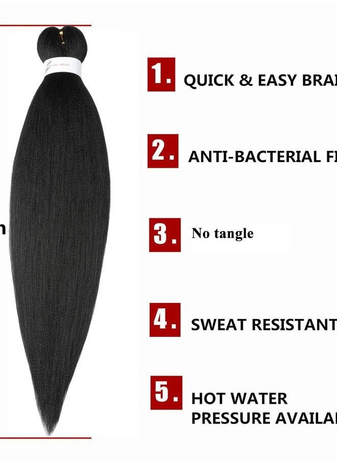 ShowCoco - Braiding Hair Pre stretched Natural Black - 26''-8 Packs Long Braiding Hair, Natural Braid Crochet Hair, Hot Water Setting Professional Soft Yaki Texture (26inch,#1B) - Image 1